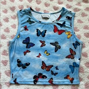 Personal Identity Women's Blue Butterfly Print Pajama Top